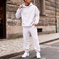 thumbnail image 1 of OIOLOYJM 2 Piece Sets for Men Casual Athletic Sweat Suit Fashion Thermal Long Sleeve Hoodies and Cargo Drawstring Joggers White L, 1 of 5