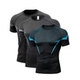 thumbnail image 1 of OIOLOYJM 3Pcs Mens Compression Shirts Short Sleeve Slim Fit Quick Dry Workout Tee Gym Casual Stretchy Running Athletic T-Shirts, 1 of 5