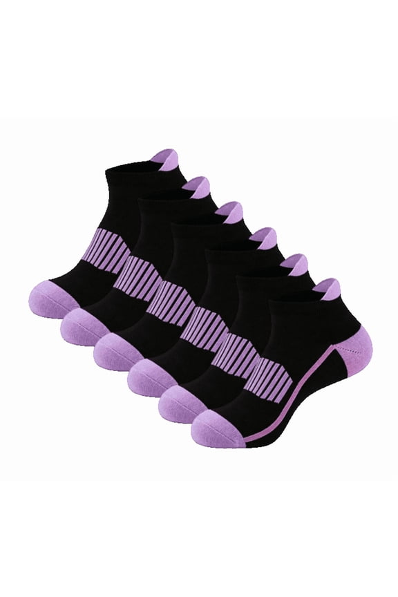 6 PC Ankle Socks for Men Women Low Cut No Show Athletic Color Block Sports Socks Breathable Cushioned Running Moisture Wicking