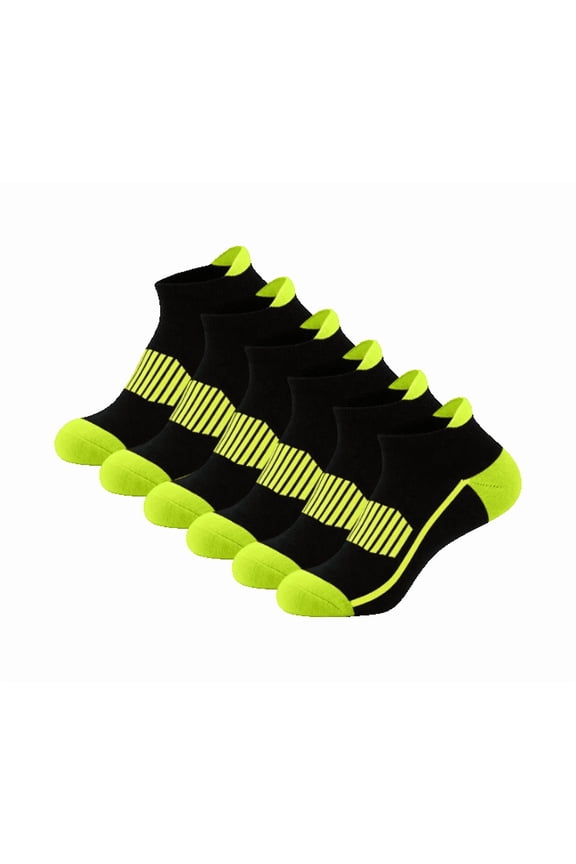 6 PC Ankle Socks for Men Women Low Cut No Show Athletic Color Block Sports Socks Breathable Cushioned Running Moisture Wicking