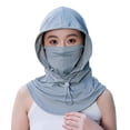 thumbnail image 1 of OIOLOYJM Balaclava Face Mask Men Women with Hood UV Sun Protection Breathable Wide Brim Hat Summer Outdoor Biking Fishing Hiking Hat Light Gray, 1 of 4