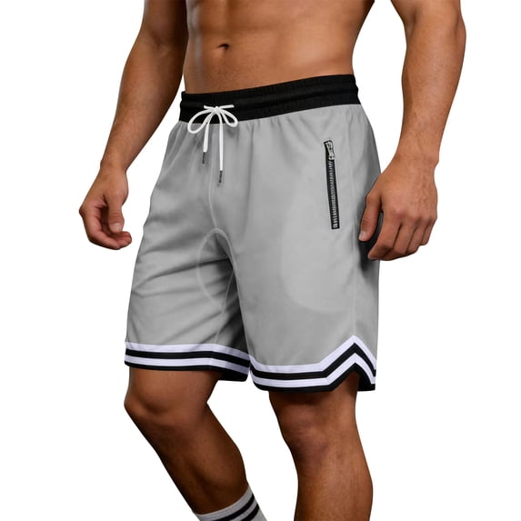 OIOLOYJM Basketball Shorts Men Mesh Lightweight Quick Dry Athletic Running Shorts with Zipper Pockets Stretch Breathable Gym Workout Sweatshorts Light Gray 3XL