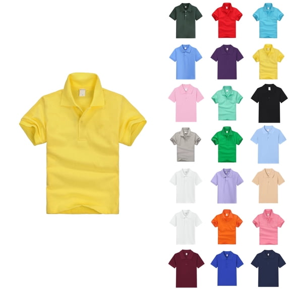 OIOLOYJM Boys Girls Polo Shirts Short Sleeve Quick-Dry Cozy Soft Breathable School Uniform Stretch Lightweight Formal Back-To-School Collared Athletic Golf Shirt Yellow 11-12 Year