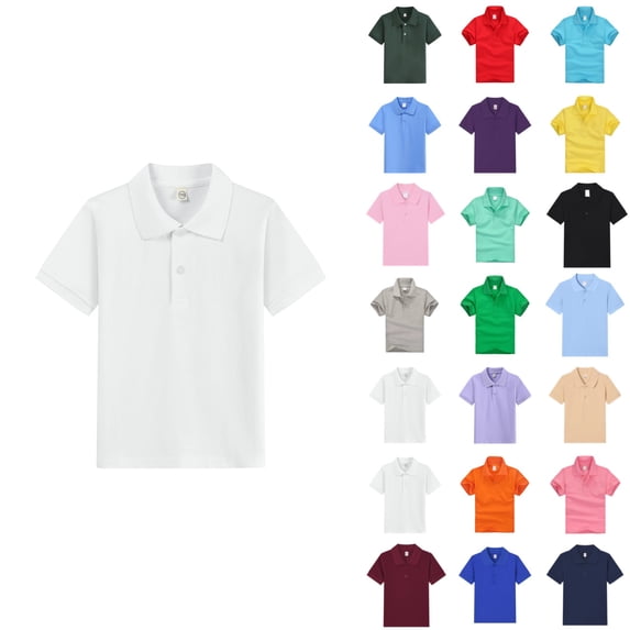 OIOLOYJM Boys Girls Polo Shirts Short Sleeve Quick-Dry Cozy Soft Breathable School Uniform Stretch Lightweight Formal Back-To-School Collared Athletic Golf Shirt White 9-10 Year