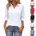 thumbnail image 1 of OIOLOYJM Button Down Shirts for Women Cotton Long Sleeve Dress T-Shirt Classic Fit Casual Business Work Blouse White S, 1 of 7