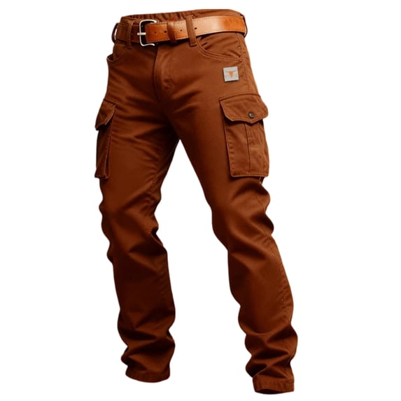 OIOLOYJM Cargo Pants for Men Relaxed Fit Ripstop Hiking Trousers with Multi Pockets Casual Outdoor Camping Fishing Pants Saffron XL