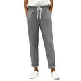 thumbnail image 1 of OIOLOYJM Corduroy Pants Women Casual Mid-Rise Pants Drawstring Elastic Straight Leg Warm Trousers Fashion Sweatpants with Pockets Gray 2XL, 1 of 4