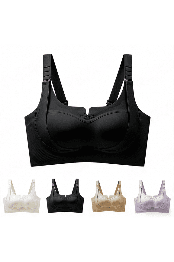 Custom-Lift Bust Shaping Bra for Women Cozy Soft Powerful Full Coverage Seamless Push up Bra Black 2XL