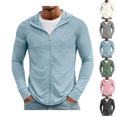 thumbnail image 1 of OIOLOYJM Full Zip Hoodies for Men UPF Sun Protection Lightweight Long Sleeve Jacket Breathable Mesh Outdoor UV Performance Fishing Running Hooded Shirt with Pockets Blue XL, 1 of 8