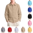 thumbnail image 1 of OIOLOYJM Girls Boys Long Sleeve Dress Shirts Casual Classic Collared Button Down School Uniform Quick Dry Lightweight Fashion Basic Shirts, 1 of 3