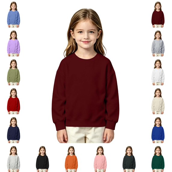 OIOLOYJM Girls Boys Oversized Crewneck Sweatshirts Long Sleeve Casual Basic Drop Shoulder Pullover Tops | Fashion Clothes,fall warm cofmortable sweatshirts