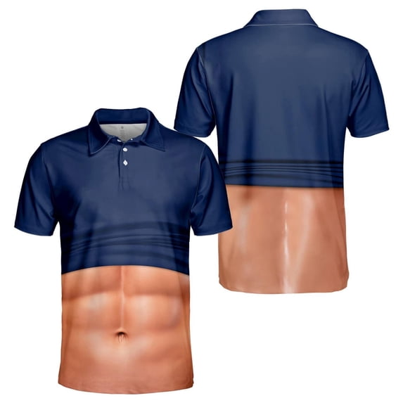 OIOLOYJM Golf Shirts for Men Summer 3D Print Novelty Performance Short Sleeve Mesh Casual Quick Dry Lightweight Polo Shirts Basic Cute Athletic Collared Tee Shirts Navy 4XL