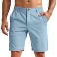 thumbnail image 1 of OIOLOYJM Golf Shorts Men Casual Flat Front Chino Elastic Waist Dress Shorts Relaxed Fit Quick-Dry Breathable Lightweight Vacation Beach Shorts Light Blue L, 1 of 3