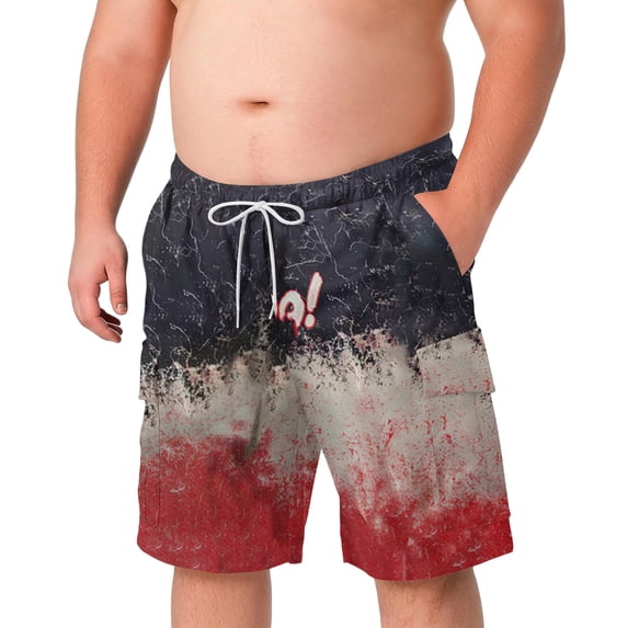 OIOLOYJM Halloween Cargo Shorts for Men Elastic Waistband Drawstring Relaxed Fit Casual Breathable Athletic Joggers Classic Running Sweatshorts with Pockets Red 3XL