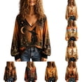 thumbnail image 1 of OIOLOYJM Halloween Long Sleeve Tops for Women Fall Casual V-Neck Pumpkin Graphic Happy Holiday Shirts Loose Fit Comfortable Lounge T Shirts Orange 3XL, 1 of 5