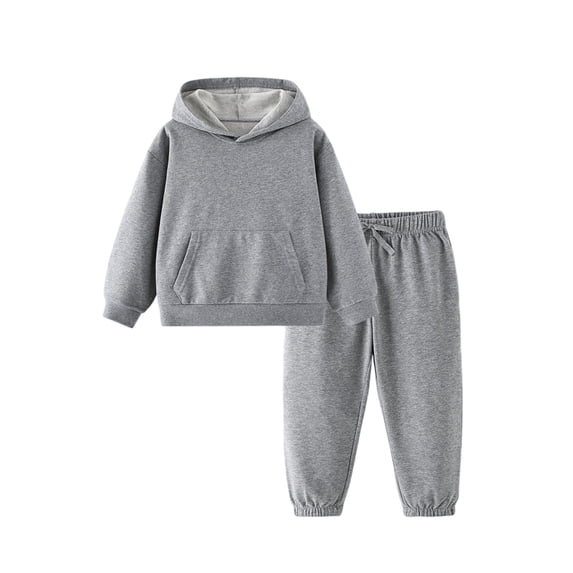 OIOLOYJM Hoodie Sweatsuit Set for Boys Girls 2 Piece Soft Thermal Comfort Hooded Sweatshirt with Kangaroo Pocket Drawstring Jogger Sweatpants Casual Basic Athletic Tracksuits Dark Gray 7-8 Year