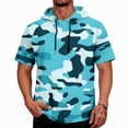 thumbnail image 1 of OIOLOYJM Hoodies for Men Sun Protection Lightweight Camo Short Sleeve Hooded Shirts Rash Guard Quick Dry Hiking Fishing Tops Blue L, 1 of 5