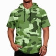 thumbnail image 1 of OIOLOYJM Hoodies for Men Sun Protection Lightweight Camo Short Sleeve Hooded T Shirts Rash Guard Quick Dry Running Casual Outfits Green M, 1 of 5