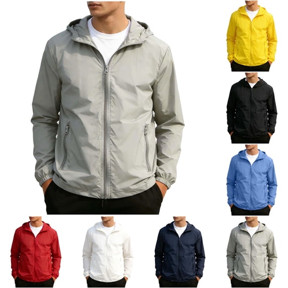OIOLOYJM Hoodies for Men Sun Protection Quick Dry Lightweight Full Zip Hoodie with Pockets Hiking Trendy Long Sleeve Blouses Gray XS