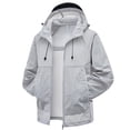 thumbnail image 1 of OIOLOYJM Jackets for Men Lightweight Outdoor Full Zip Sun Protection Rain Windbreaker Casual Hiking Running Breathable Hooded Coat Light Gray L, 1 of 4