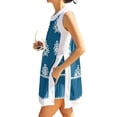 thumbnail image 1 of OIOLOYJM Lounge Sets for Women Casual Dress Boho Vintage Print Side Slit Sleeveless Crewneck Tank Top and Elastic Waist Shorts Comfortable Lounge Travel Outfits with Pockets Blue 2XL, 1 of 6
