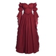 thumbnail image 1 of OIOLOYJM Medieval Renaissance Dress for Women Off Shoulder Victorian Gothic Witch Wedding Costume Dress Comfortable Fashion Elegant Cosplay Dress Red XL, 1 of 6