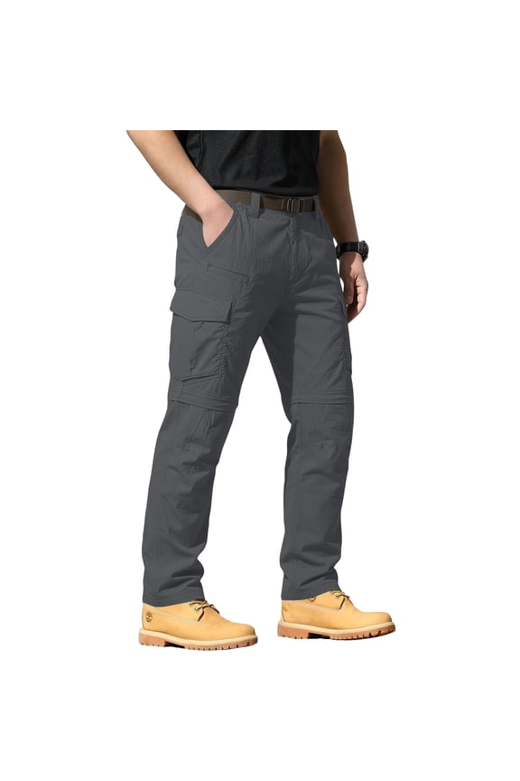 Men Work Pants Convertible Zip Off Quick Dry Ripstop Hiking Cargo Pants with Pockets Casual Outdoor Fishing Trousers with Multi-Pockets Dark Gray M