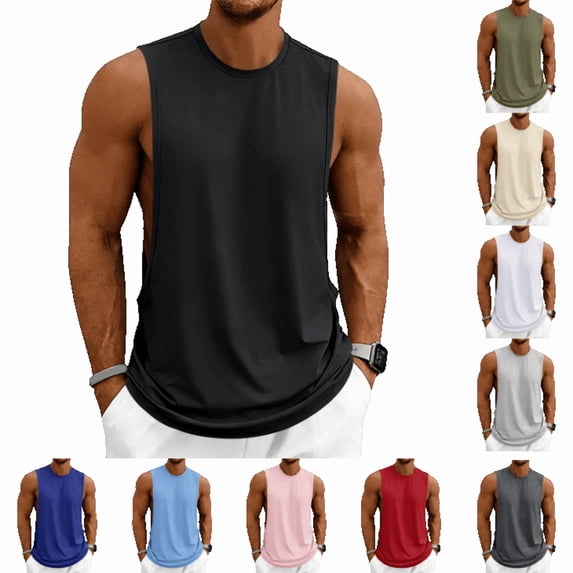 OIOLOYJM Men Workout Tank Tops Sleeveless Gym Muscle Quick Dry Shirt Athletic Running Breathable Tanks Summer Basic Lightweight Vest Black 3XL