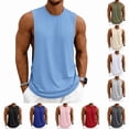 thumbnail image 1 of OIOLOYJM Men Workout Tank Tops Sleeveless Gym Muscle Quick Dry Shirt Athletic Running Breathable Tanks Summer Basic Lightweight Vest Light Blue L, 1 of 10