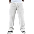 thumbnail image 1 of OIOLOYJM Men's Corduroy Sweatpants Wide Leg Straight Baggy Casual Joggers Fashion Drawstring Elastic Waist Trousers with Pockets White L, 1 of 4
