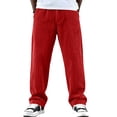 thumbnail image 1 of OIOLOYJM Men's Corduroy Sweatpants Wide Leg Straight Baggy Casual Joggers Fashion Drawstring Elastic Waist Trousers with Pockets Wine M, 1 of 4