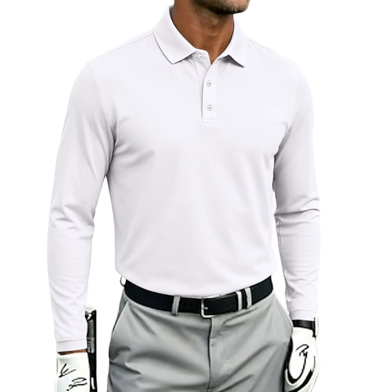 OIOLOYJM Men's Long Sleeve Polo Shirts for Men Lightweight Breathable Sun Protection Workout Hiking Golf Shirts Outdoor Casual Basic Collared Business Work Shirts White 3XL