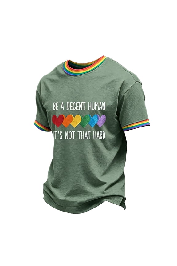 Men's We the People Means Everyone Shirt Pride Month US T-Shirt Equality Short Sleeve Crew Neck Party Vacation Lounge Tops Light Green XL