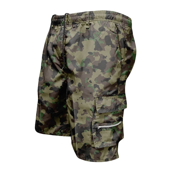 OIOLOYJM Mens Camo Cargo Shorts Drawstring Waist Relaxed Fit Casual Breathable Athletic Joggers Fashion Hiking Sweatshorts with Multi Pockets Green XL