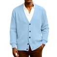 thumbnail image 1 of OIOLOYJM Mens Cardigan Sweater Loose Fit Button Up Cozy Soft Cardigan Dressy Casual Long Sleeve Ribbed Knit Warm Coat Light Blue M, 1 of 7