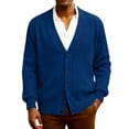 thumbnail image 1 of OIOLOYJM Mens Cardigan Sweater Loose Fit Button Up Cozy Soft Cardigan Dressy Casual Long Sleeve Ribbed Knit Warm Coat Royal Blue 2XL, 1 of 7
