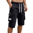 thumbnail image 1 of OIOLOYJM Mens Cargo Shorts Casual Drawstring Summer Athletic Hiking Bermuda Shorts Relaxed Fit Outdoor Work Shorts with Multi Pockets Black L, 1 of 5