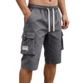 thumbnail image 1 of OIOLOYJM Mens Cargo Shorts Casual Drawstring Summer Athletic Hiking Bermuda Shorts Relaxed Fit Outdoor Work Shorts with Multi Pockets Gray S, 1 of 5