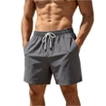 thumbnail image 1 of OIOLOYJM Mens Casual Shorts 7 inch Elastic Waist Drawstring Stretch Quick Dry Lightweight Swim Trunks Summer Beach Vacation Breathable Board Shorts Dark Gray 2XL, 1 of 6