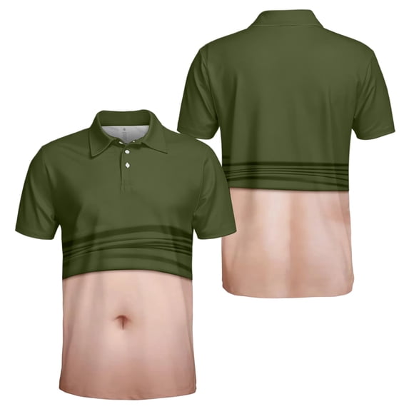 OIOLOYJM Mens Golf Shirts 3D Print Novelty Performance Short Sleeve Mesh Casual Quick Dry Lightweight Polo Shirts Basic Cute Athletic Collared Tops Army Green XL