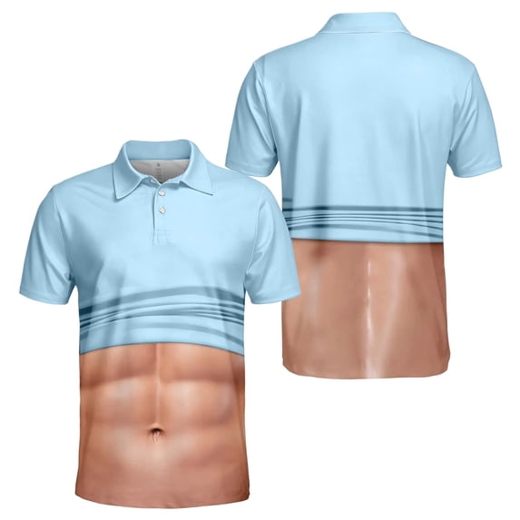 OIOLOYJM Mens Golf Shirts 3D Print Novelty Performance Short Sleeve Mesh Casual Quick Dry Lightweight Polo Shirts Trendy Stylish Gym Collared Clothes Light Blue XL