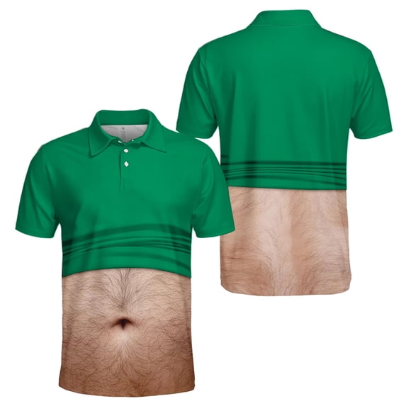 OIOLOYJM Mens Golf Shirts Summer 3D Print Creativity Performance Short-Sleeve Mesh Casual Quick Dry Breathable Polo Shirts Basic Stylish Athletic Collared Tops Green 2XL