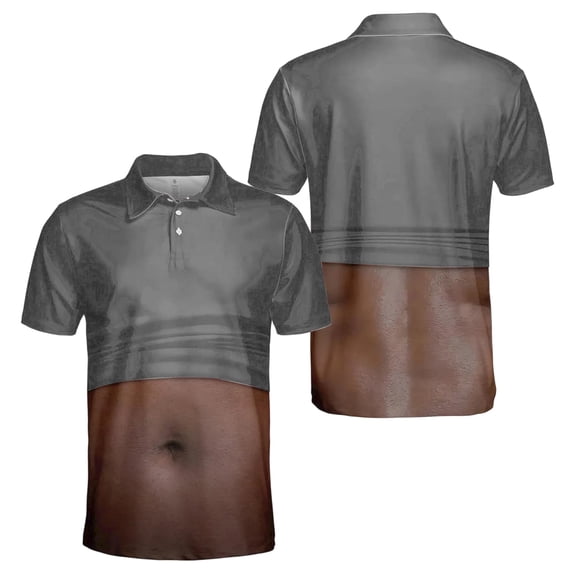 OIOLOYJM Mens Golf Shirts Summer 3D Print Creativity Performance Short-Sleeve Mesh Casual Quick Dry Breathable Polo Shirts Trendy Cute Cuteout Collared Shirts Dark Gray 2XL