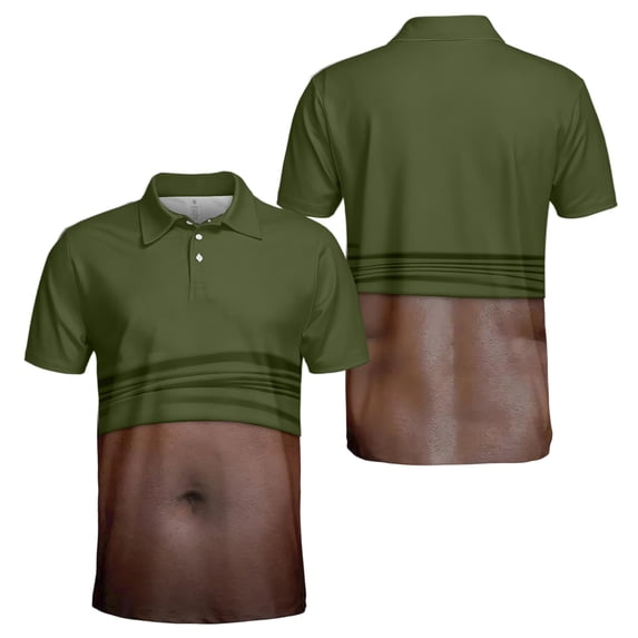 OIOLOYJM Mens Golf Shirts Summer 3D Print Novelty Performance Short Sleeve Mesh Casual Quick Dry Lightweight Polo Shirts Fashion Stylish Cuteout Collared Tops Army Green M