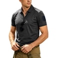 thumbnail image 1 of OIOLOYJM Mens Golf Shirts Summer Short-Sleeve Mesh Casual Quick Dry Lightweight Polo Shirts Fashion Lounge Gym Collared Tee Shirtswith Arm Magic Snap (No Glasses) Dark Gray XL, 1 of 5