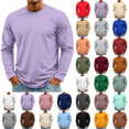 thumbnail image 1 of OIOLOYJM Mens Long Sleeve T Shirts Cotton Casual Basic Crew Neck Stretch Workout Running T-Shirt Soft Breathable Athletic Work Office Pullover Light Purple 2XL, 1 of 5