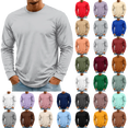 thumbnail image 1 of OIOLOYJM Mens Long Sleeve T Shirts Cotton Casual Basic Crew Neck Stretch Workout Running T-Shirt Soft Breathable Athletic Work Office Pullover Silver 2XL, 1 of 4