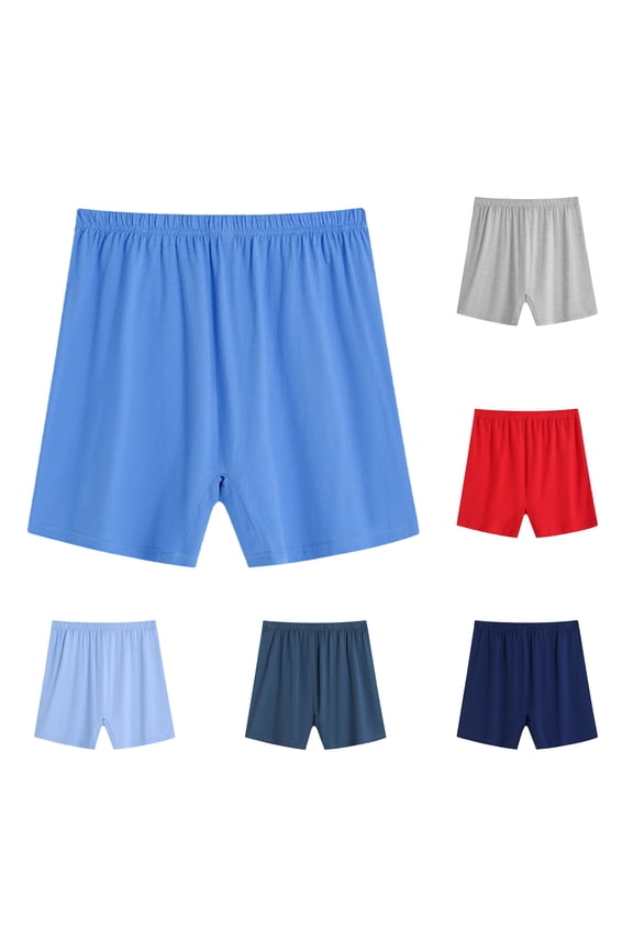 Mens Lounge Shorts Breathable Soft Lightweight Simple Active Boxers Baggy Sleep Underwear Bottoms,6-Pack
