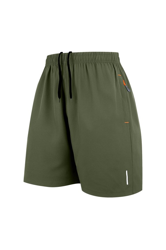 Mens Outdoor Running Shorts Quick Dry Lightweight Elastic Waist Drawstring Gym Shorts Athletic Loose Breathable Pants with Pockets Army Green 2XL