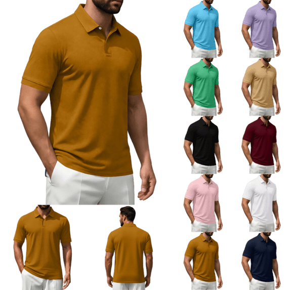 OIOLOYJM Mens Polo Shirts Short Sleeve Quick Dry Golf Shirt Athletic Business Work T-Shirt Workout Running Lightweight Top Yellow S